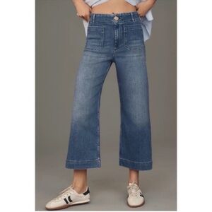 Maeve By Anthropologie The Colette Cropped High Rise Wide Leg Jeans Pants Sz 30
